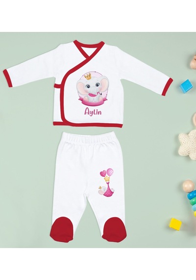 Bk Kids Kişiye Özel Hastane Çıkışı, Bebek Kıyafeti, Yeni Doğan Bebek Hediyesi, 6 Parça Kırmızı Bebek Elbise Giyim Seti-7