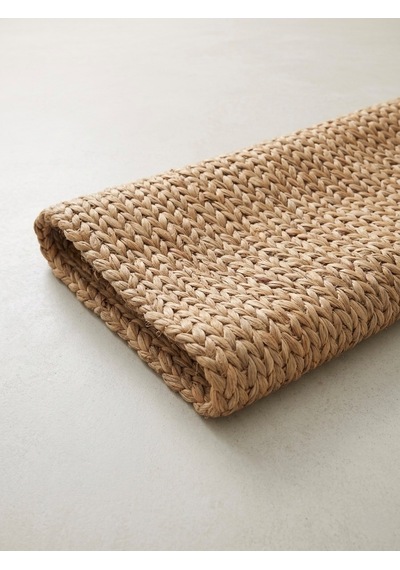 Hbs Art Design Doğal Dokuma Jüt Halı - El Örgüsü Dekoratif Hasır Kilim Açık Kahverengi