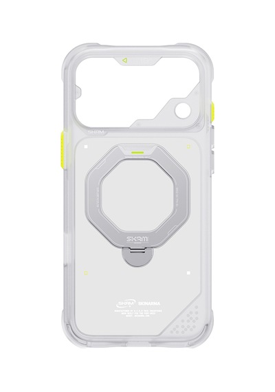 Apple iPhone 18 Pro Uyumlu Kılıf M-safe Şarj Özellikli Standlı Skinarma Saturn Kapak Beyaz