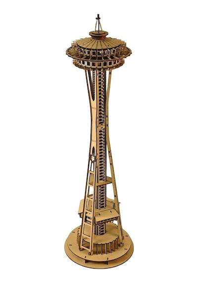 Algwooddesign Space Needle Ahşap Maket Seti 321 Parça Dıy 3d Puzzle Seattle Kulesi Koleksiyoner Modeli