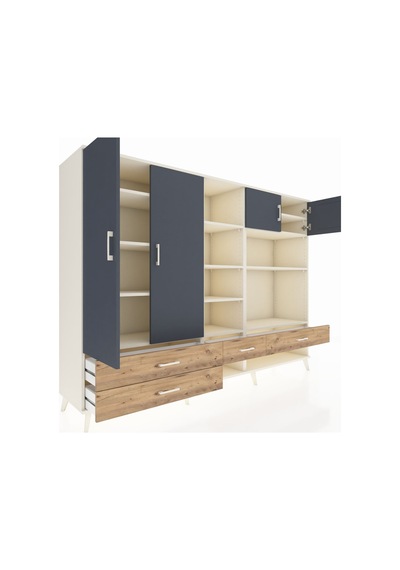 Hyperion Dolap 12 Raflı 4 Çekmeceli 4 Kapaklı 220x44x163 Aytaşı-a Aytaşı-antrasit/çam Hyperion Dolap 12 Raflı 4 Çekmeceli 4 Kapaklı 220x44x163 Aytaşı-a Aytaşı-antrasit/çam