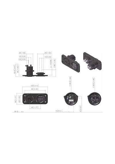 2 Li Su Geçirmez Usb Voltmetre Pano Tip Şarj Soketi