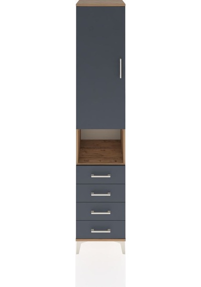 Hyperion Dolap 3 Raflı 4 Çekmeceli Tek Askılı 44x44x221 Çam-a... Çam