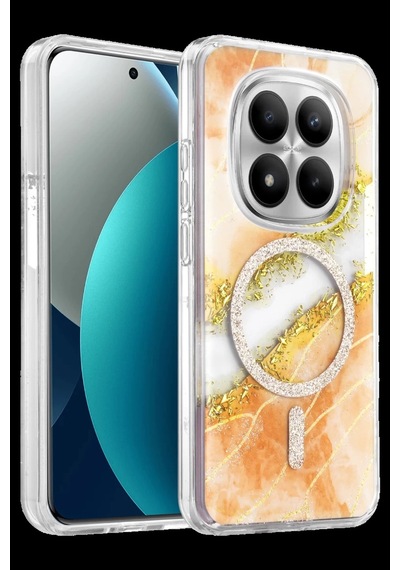 Onegif Redmi Note 15 Pro Plus 5g Lotus Simli Magsafe Kapak - Turuncu Bz8683140941529