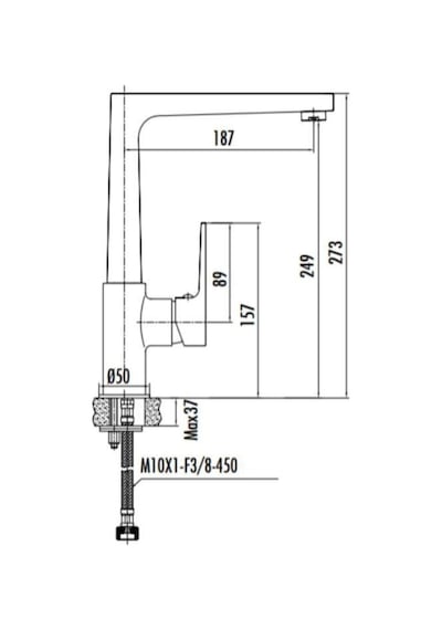 Creavit SR8500S Sharp Mutfak Armatürü Siyah