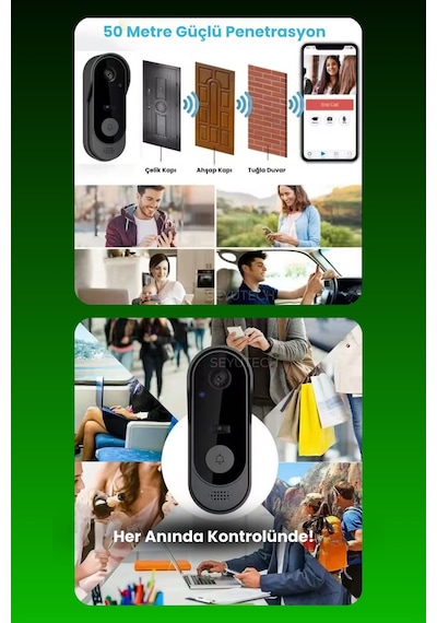 Harvox Wi-fi Kameralı Kapı Zili 1080p Akıllı Kablosuz Görüntülü Güvenlik Kamerası, 170 Geniş Açı, Uzaktan Kontrol