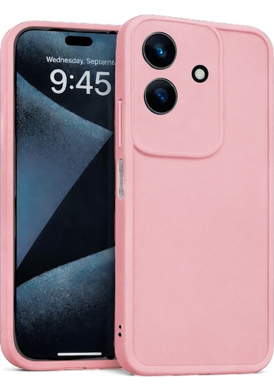 Realme C61 Uyumlu Kamera Çıkıntılı Mat Silikon Telefon Kılıfı Pembe
