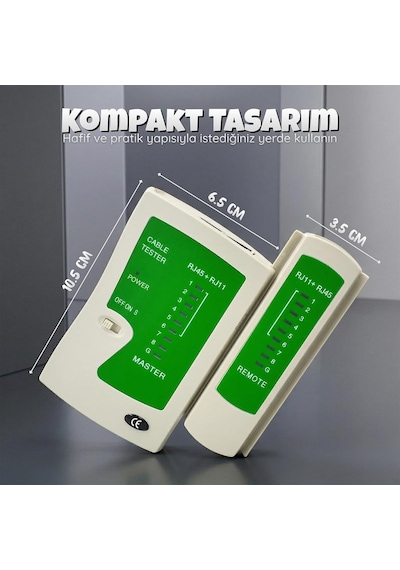 Furalis Network Kablo Tester Rj11 Rj45 İnternet Kablosu Kontrol Cihazı - Cat5/6/7/8 Ethernet Kablo Uyumlu - Ayrılabil