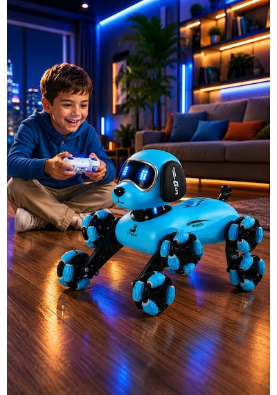 Uzaktan Kumandalı Şarjlı Robot Köpek Mavi Merdiven Çıkabilen Hareketli Oyuncak
