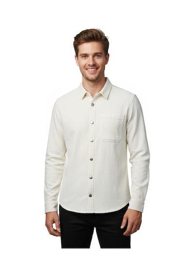 Raymons Erkek Spor Silim Fit Kanvas Tek Cepli Gömlek Bgl-st04955 Ekru