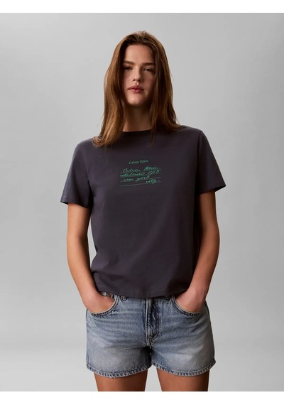 Calvin Klein Calvin Klien Ss Classıc Handwrıtı, 4xn Gri Kadın T-shirt