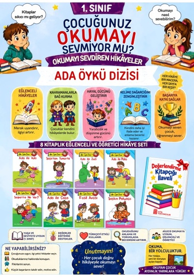 1.sınıflar İçin Öğretmen Tavsiyeli Kolay Okutan 8'li Hikaye Seti