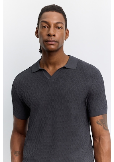 Avva Erkek Antrasit Polo Yaka Düğmesiz Rayon Karışımlı Regular Fit Triko T-shirt A62y5060