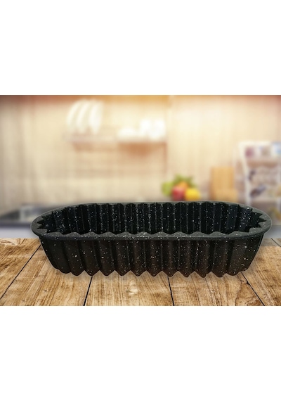 Yıldız Dilimli Baton Kek Kalıbı Granit Döküm 36 Cm Xxl Siyah Siyah