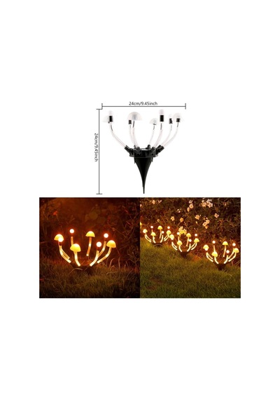 8 Led'li Güneş Enerjili Mantar Şeklinde Bahçe, Çim, Peyzaj Dekorasyon Lambası, Solar Mantar Led