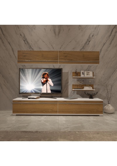 Decoraktiv Eko 5 Mdf Std Tv Ünitesi Tv Sehpası - Beyaz Pera Beyaz - Meşe