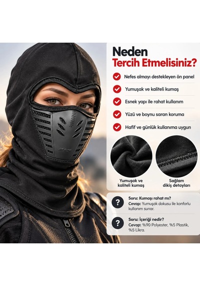 Siyah Balaklava Kar Maskesi Air Flow Hava Kanallı Yüz Maskeli Tam Kafa Boyunluk Motorcu Ve Outdoor