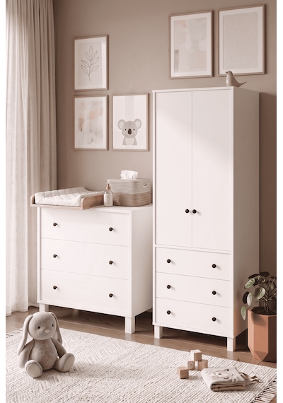 Robin Home Lena Bebek Çocuk Odası Takımı 3 Çekmece Şifonyer Gardrop Gardırop Beyaz
