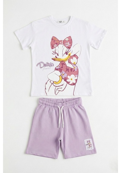 Daisy Baskı Kız Çocuk Şortlu Takım-90349 Lila