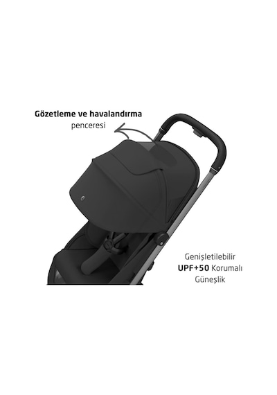 Maxi-Cosi Fame Cabin LED Işıklı Entegre Şarj Üniteli Tek Elle Katlanan Premium Kabin Boy Bebek Arabası Onyx Black