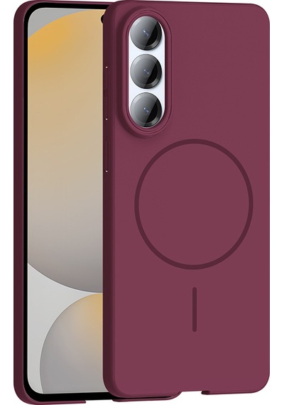 Galaxy Uyumlu S25 Edge Kılıf M-safe Şarj Özellikli Ruby Sert Kılıf Mürdüm
