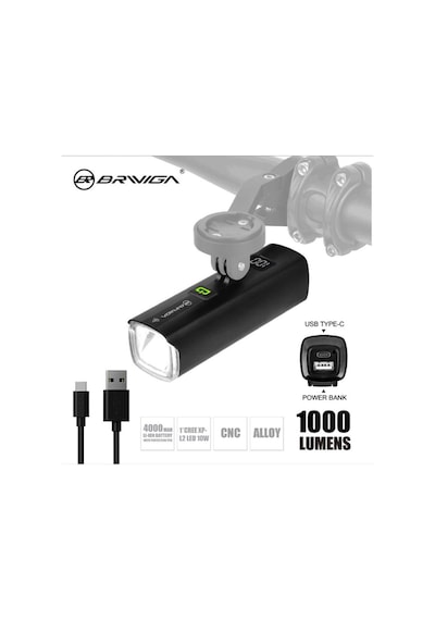 Brivigan Lw-g1000 Usb Şarjlı 1000 Lümen Işık Bisiklet Lamba Siyah