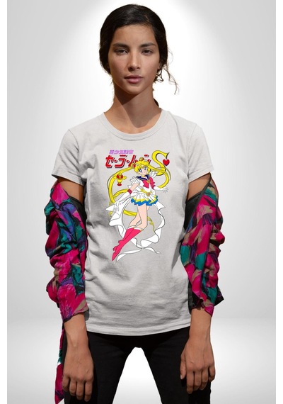 Sailor Moon Anime Usagi Tsukino Unisex Unisex Beyaz Organik Baskılı T-shirt Penye Yüksek Kalite Beyaz