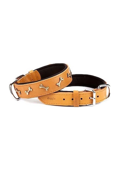 Doggie Comfort Deri Kemik Süslü Köpek Boyun Tasması S Camel 4