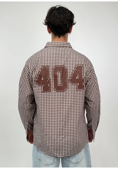Zaee 404 Baskılı Kareli Oversize Gömlek kahverengi