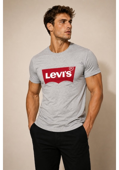 Levi's Saf Pamuk Standart Fit Graphic Set-ın Neck Gri Erkek Tişört Beyaz - Gri