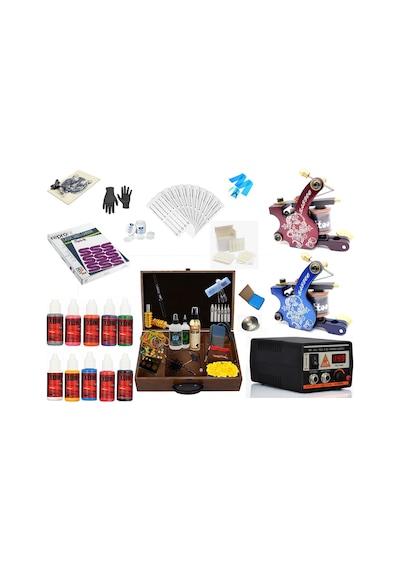 2 Makineli Çantalı Dövme Makinesi Seti Full