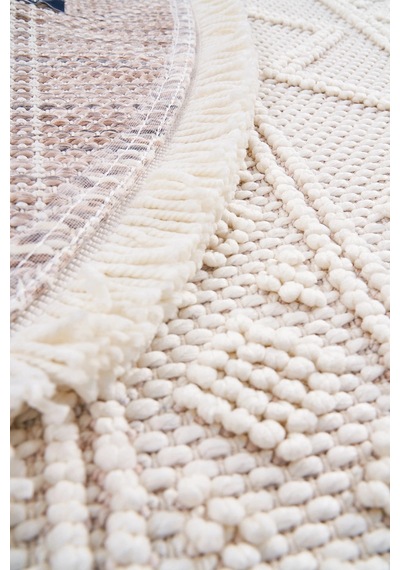 Dolce Vita Halı Bohem 385 Mastic Modern Yuvarlak Halı Özel Ölçü Krem