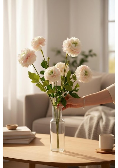 Yapay Çiçek Kasımpatı Soft Pembe Uzun Dal 3 Çiçekli 77cm