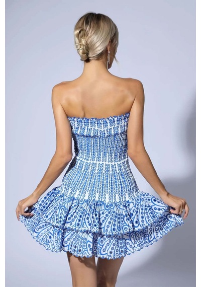 Fashion Cocktail Korse Bandaj Kumaşlı Esnek Kabarık Etekli Tasarım Dantel İşleme Gece Davet Elbise Mavi Fashion Cocktail Korse Bandaj Kumaşlı Esnek Kabarık Etekli Tasarım Dantel İşleme Gece Davet Elbise Mavi