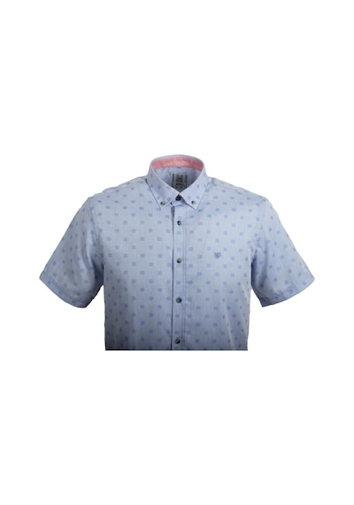 Ncs Jeans Erkek Mavi Kısa Kol Yazlık Gömlek Nokta Puan Desen Slim Fit Düğme Yaka Pamuk İnce Kumaş Jeans 7173 Shirt-mavi Mavi
