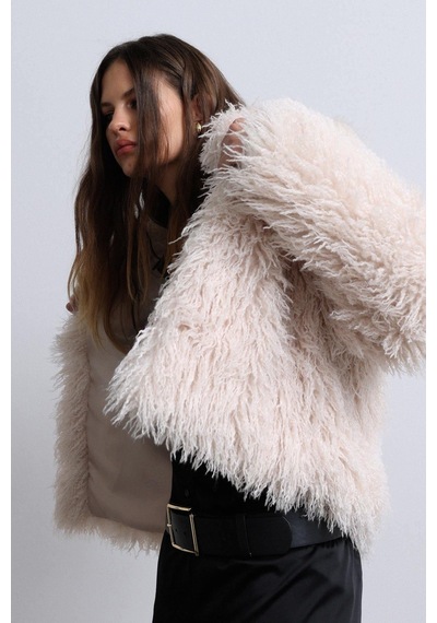 Suud Collection Ekru Suzie Suni Kürk Ceket