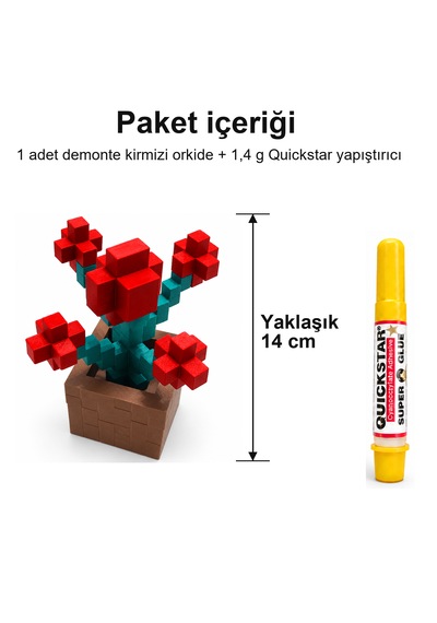 Piksel Orkide Biblo - 3d Baskı, Minecraft Esintili Kırmızı