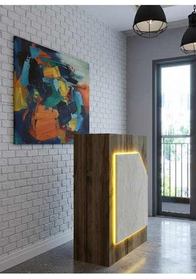 Resital Ledli Karşılama Bankosu G-90 Cm Ofis Kasa Resepsiyon Masası Banko-002-2-8