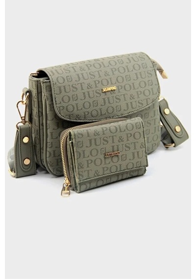 Just Polo Kadın Ayarlanabilir Askılı Şık El & Omuz Çantası Ve Cüzdanı Kombin Shopper Yeşil