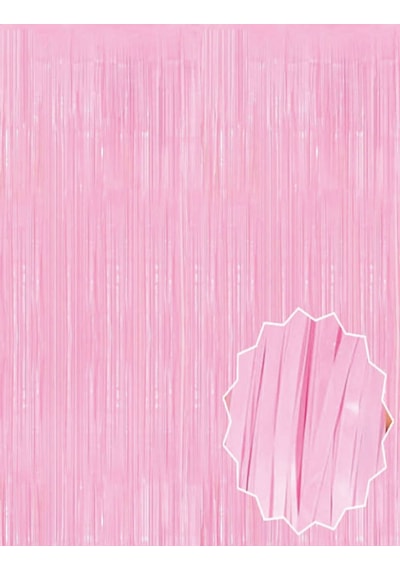Soft - 534 - Pembe Püsküllü Kapı Perdesi - Parti, Baby Shower, Cinsiyet Partisi - Dpmıx-hb - 1x2 M 1