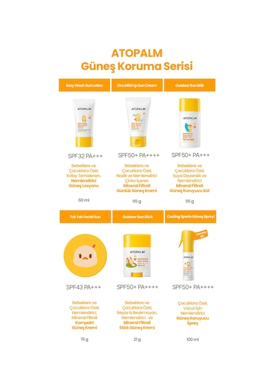 Bebek Ve Çocuklar İçin Mineral Filtreli Güneş Kremi Atopalm Zinc Mild Up Sun Cream Spf50+ Pa++++