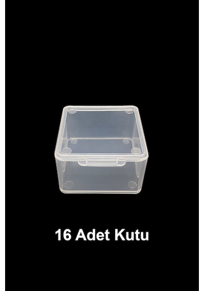 Plastik Şeffaf Küçük Kutu 4.5 x 4.5 x 2.5 CM 16 Adet Şeffaf