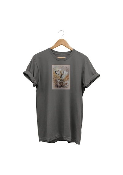 Widi Setter Çulluk Baskılı Gri T-shirt Antrasit