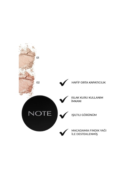 Note Cosmetique Baked Highlighter Işıltılı Fırınlanmış Toz Aydınlatıcı - 01 Moonlight