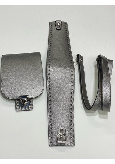 Karantuhafiye Makaron Çanta Örgü Seti / 3 Parça Silver Silver Çok Renkli