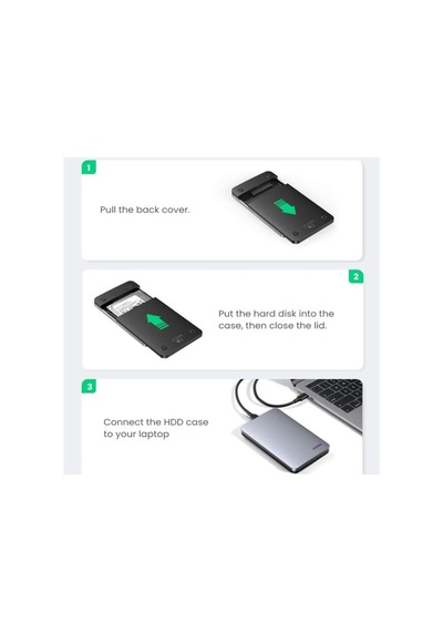 Ugreen Usb Type-c 3.1 Gen2 2.5 Inch Hdd Ssd Alüminyum Harici Disk Kutusu - Teşhir