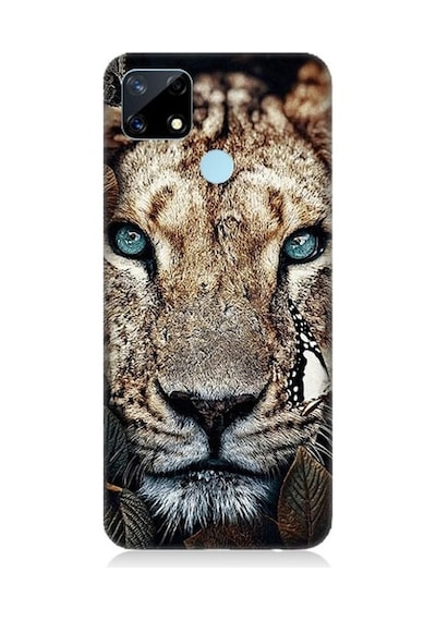 Realme 7i Uyumlu Mavi Gözlü Kaplan Desenli Silikon Kılıf