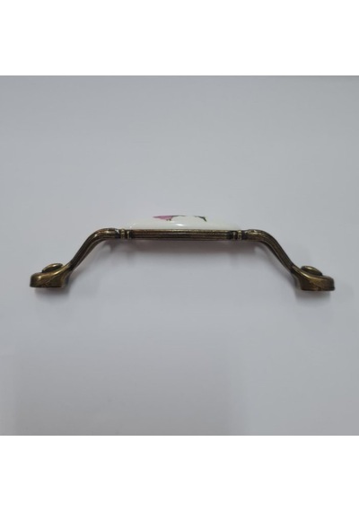 Miray 96 Mm Metal Antik Sarı Porselen Gül Desenli / 5 Adet Sarı
