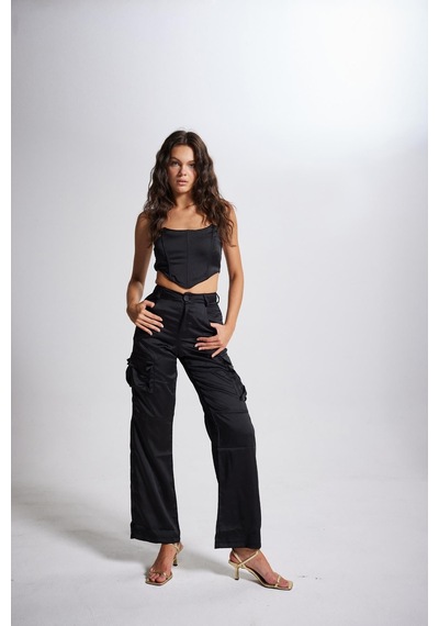 Holly Lolly Crop Model Balenli Saten Maddy Büstiyer Siyah