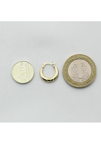 Çift Kalp Küçük Altın Küpe Çap: 1.4cm Sarı Altın